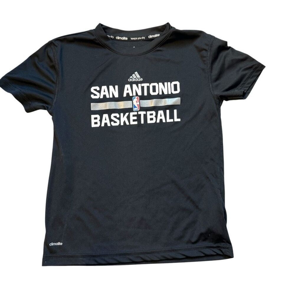 Youth Boys Adidas Climalite San Antonio Spurs Basketball Team Tee Shirt - Sz L 7